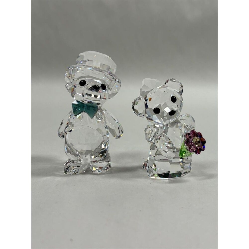 Retired Swarovski Crystal Kris Bears 'You and I' Wedding Bride & Groom #842936